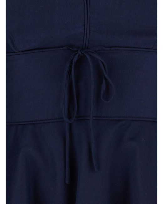 Abito Mini Con Scollo A V E Maniche A Palloncino di Plain in Blue