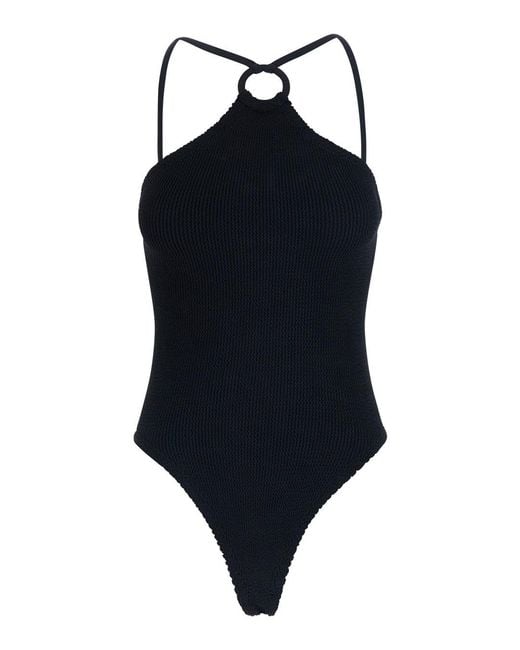 Hunza G Blue Swimsuit Jasmine V-Neck