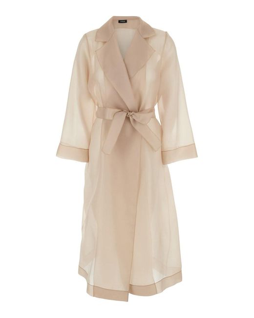 Le Plain Natural Trench With Notched Revers And Waist Tie