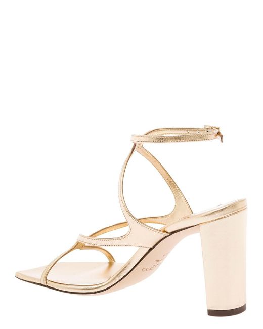 Jimmy Choo Natural 'Azie' -Tone Low Top Sandals With Squared Toe