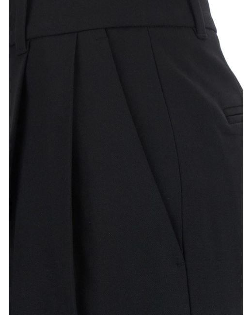DUNST Black Double Pleated Wide Slacks With High Waist And Side Pockets