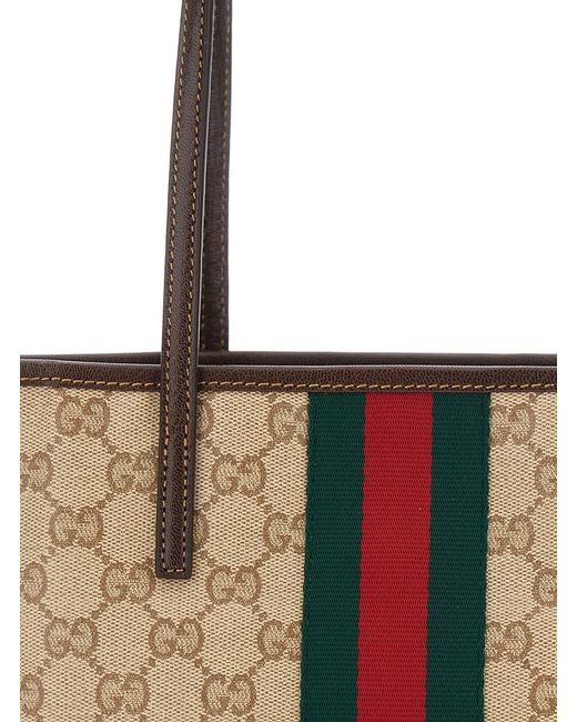 Gucci White 'Essence' Tote Bag With Two Top Handles And Automatic Button Closure