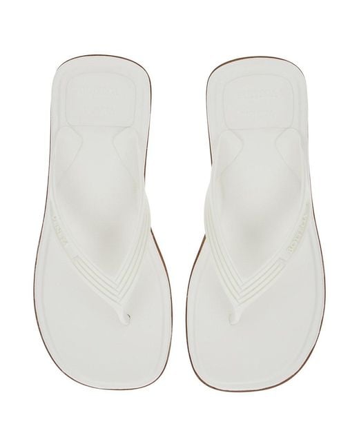 Bottega Veneta White 'Sampieri' Sandals With Thong Design And Kitten H