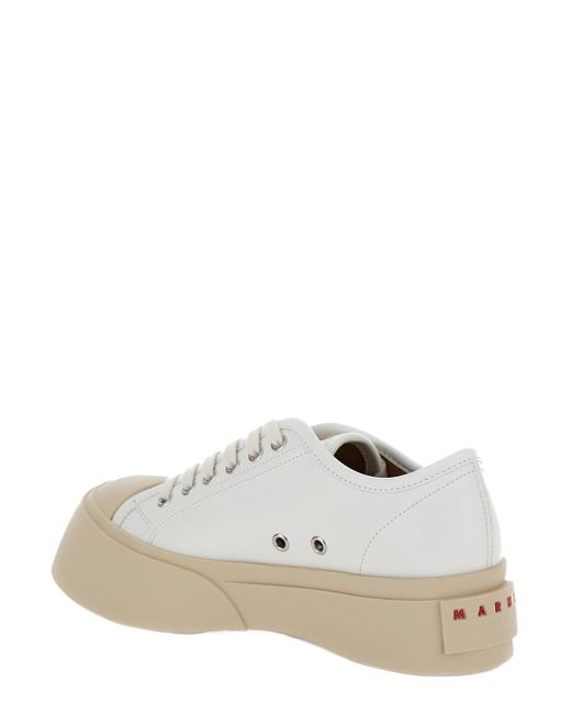 Marni White 'Pablo' Sneakers With Lace Up Closure