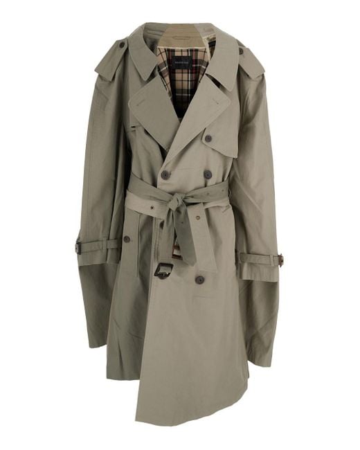 Balenciaga Gray 'Double Sleeve' Trench Coat With Extra Pair Of Sleeve