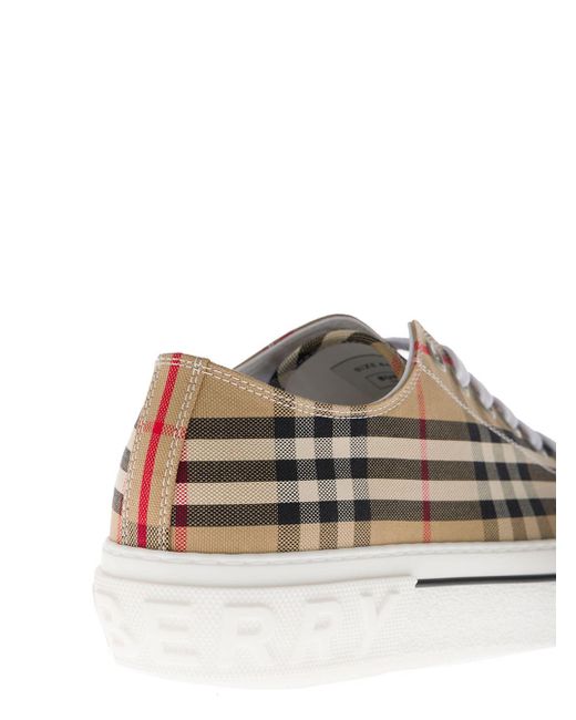 Burberry Natural Buberry Vintage Check Cotton Sneakers for men