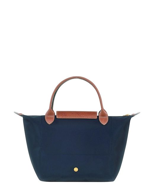 Longchamp Blue 'Le Pliage S' Handbag With Engraved Logo