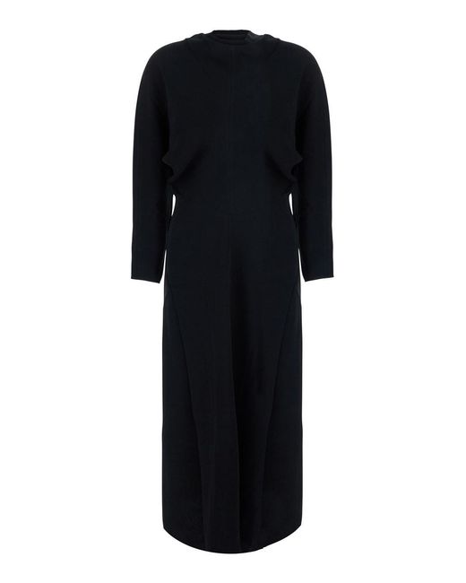 Totême Black Long Dress With Slouch Waist, Long Sleeves