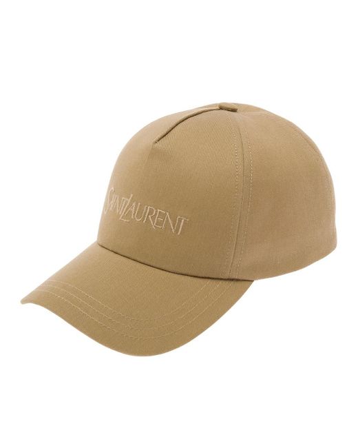 Saint Laurent Natural Baseball Cap With Logo Lettering Embroidery for men