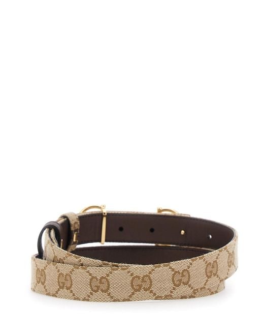 Gucci Natural Reversible Belt With Horsebit Buckle