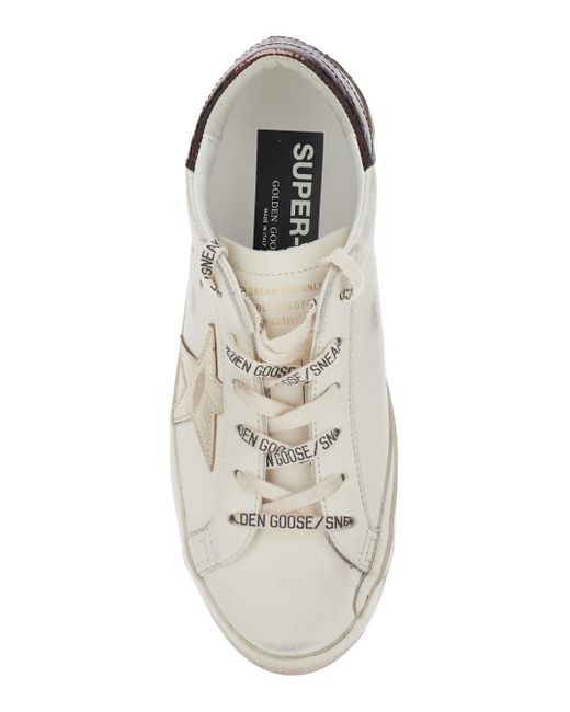 Sneaker 'Super-Star' Low Top Con Logo Impresso E Tallone di Golden Goose Deluxe Brand in White