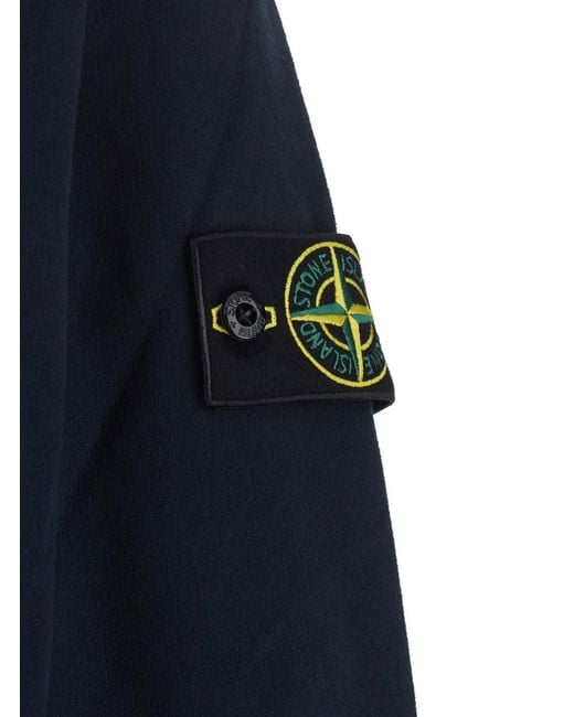 Stone Island Blue Hooded Sweatshirt for men
