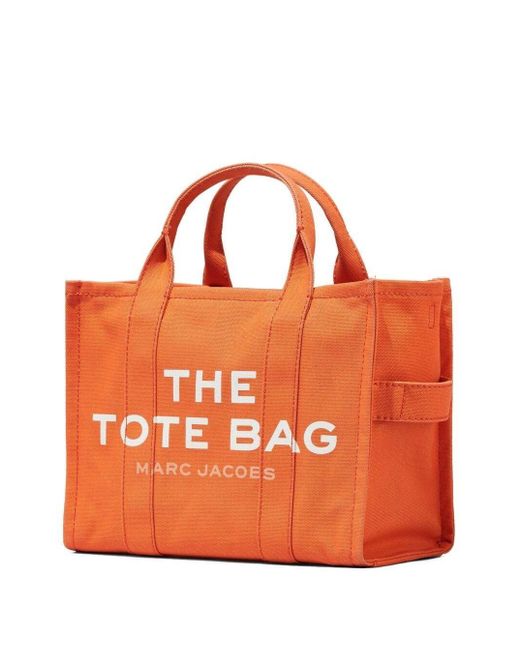 Marc Jacobs Orange Small Tote Cotton Shopper Bag With Logo Woman