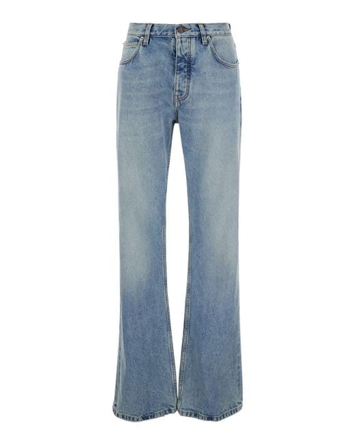 Jeans Dritti A Vita Bassa di Balenciaga in Blue