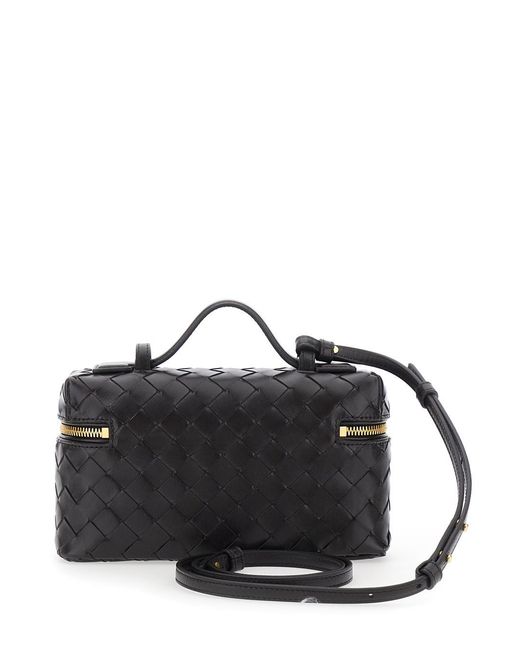 Bottega Veneta Black 'Bang Bang' Crossbody Bag With Adjustable And Removable Strap And Intreccio Motif