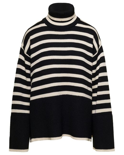 Totême  Black And Sweater With Striped Motif