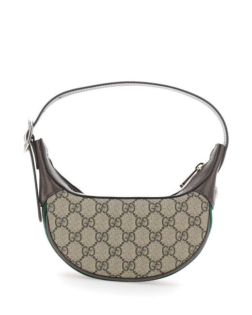 Gucci Gray 'Ophidia' Mini Bag With All-Over Gg Motif And Web Band In