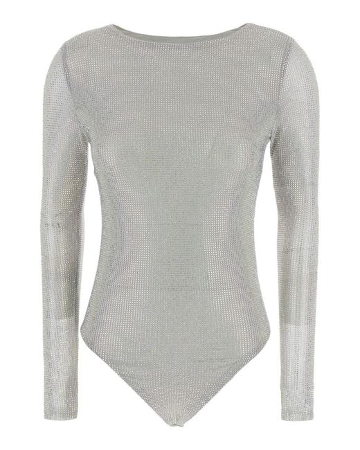 Twentyfourhaitch Gray Body With All-Over Applied Rhinestones