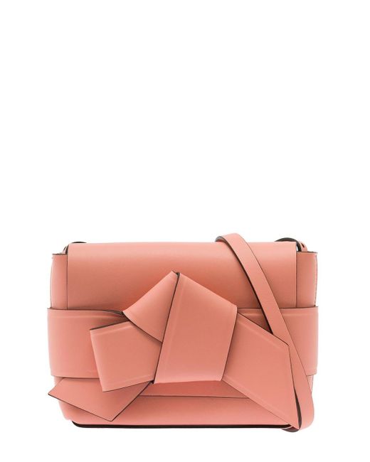 Acne Pink 'musubi' Crossbody Bag With Knotted Detail At The Front In Leather