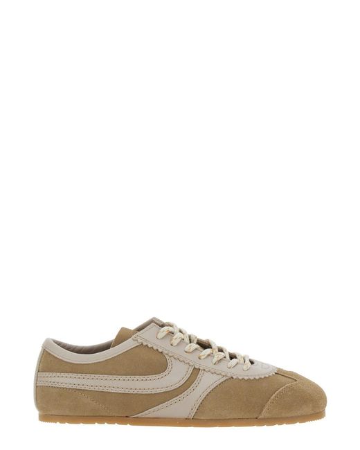 Dries Van Noten Brown Low-Top Sneakers With Two-Tone Lace-Up