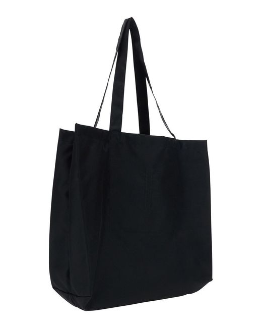 Rick Owens Black Shoulder Bag With Maxi Logo On The Front And Two Top Handles