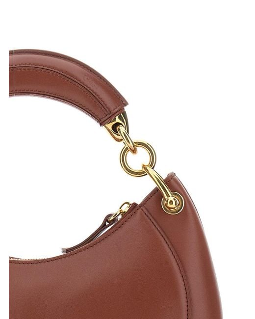 Chloé Brown Chloé 'Banana' Handbag With Adjustable And Removable Shoulder Strap And Logo Charm On The Front