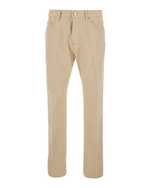 DSquared² Natural '642' Jeans With Logo Patch On The Back for men