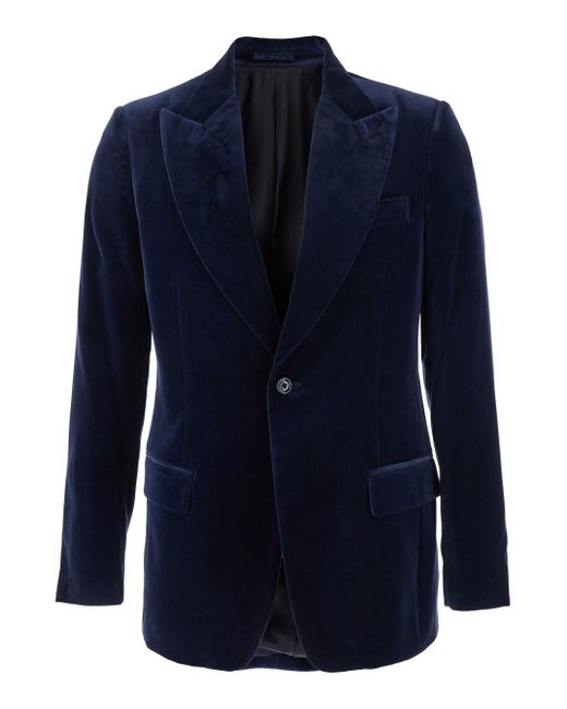 Lardini Blue Single-Breasted Jacket With Pointed Lapels for men