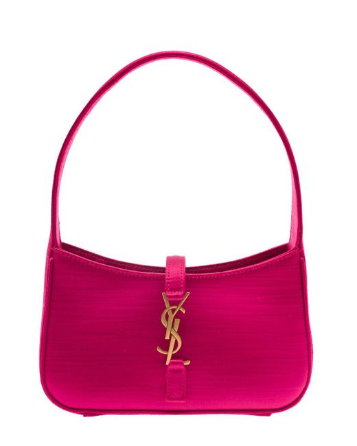 Saint Laurent Pink Le 5 A 7 Mini Hobo Bag In Satin Woman
