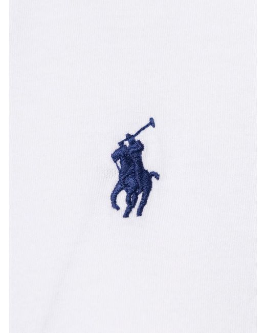 Polo Ralph Lauren White Crewneck T-shirt With Contrasting Logo Embrodery In Cotton Woman