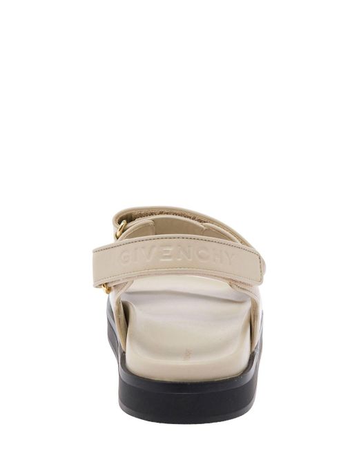 Givenchy Natural Flat Sandals With Straps And 4G Detail