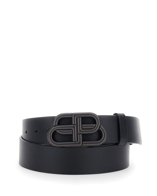Balenciaga Black Belt With Belt Loops And Logo Buckle for men