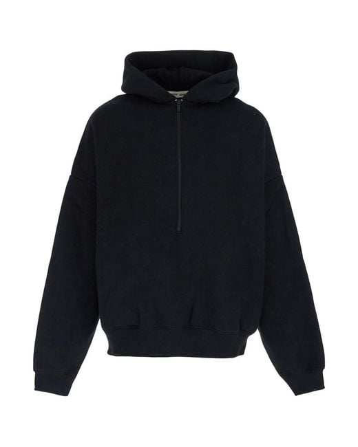 Fear Of God Blue Sweatshirt 'Property Lounge Half Zip Hoodie Essentials' With Half Zip And Fixed Hood for men
