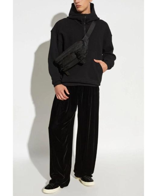 Saint Laurent Blue Hoodie With Logo Lettering Embroidery for men