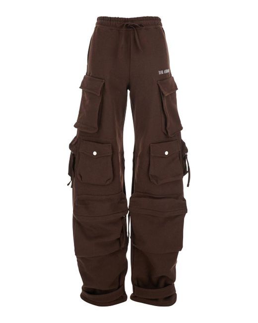 Pantalone Cargo Con Vita Elasticizzata Con Coulisse E Logo di The Attico in Brown