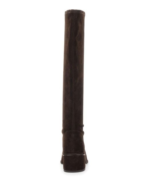 Tory Burch Black Knee-High Suede Boots With Block Heel
