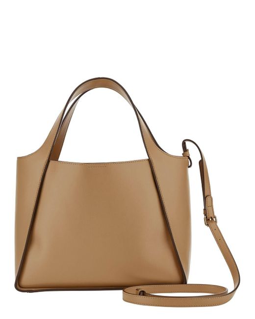 Stella McCartney Brown Tote Bag With Perforated Logo Lettering Detail