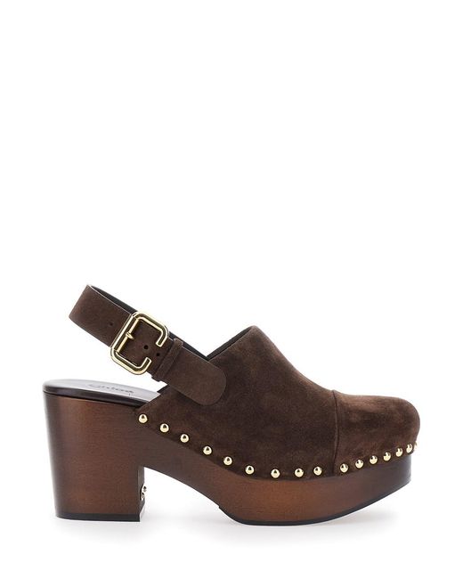 Chloé Brown Clogs Jeanette Suede Wedge