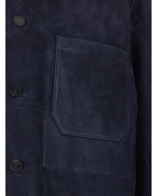 Givenchy Blue Jacket With Classic Collar And Front Pockets Insuede for men