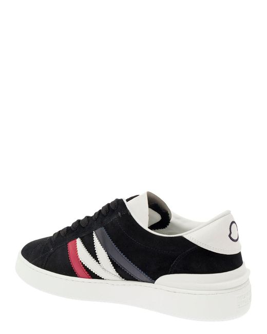 Moncler Black 'Monaco' Low Top Sneakers With Logo Detail for men