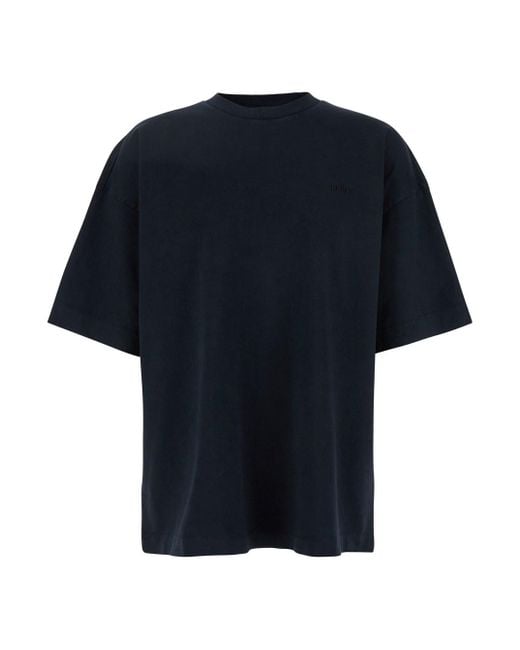 Juun.J Blue T-Shirt With Logo Embroidered On The Front And Print On Th for men