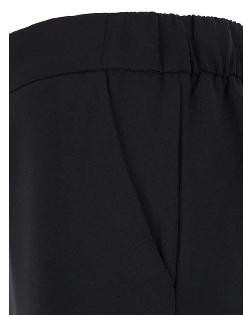 P.A.R.O.S.H. Black Wide-Leg Trousers With Smooth Finish And Elasticated Waistband