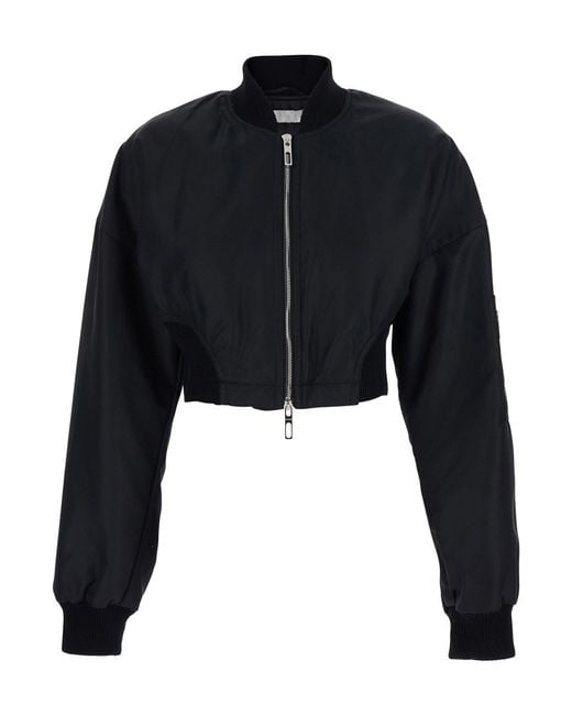 Sportmax Blue Crop Jacket "Crop Jacket" With Bomber Collar And Pocket On Sl