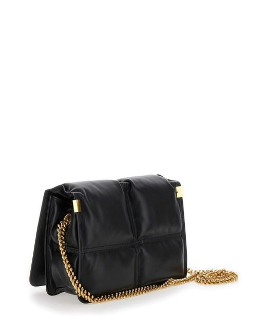 Burberry Black Snip Quilted Chain-link Crossbody Bag