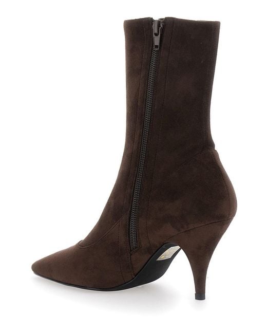 Jeffrey Campbell Brown Leather Ankle Boots With Pointed Toe