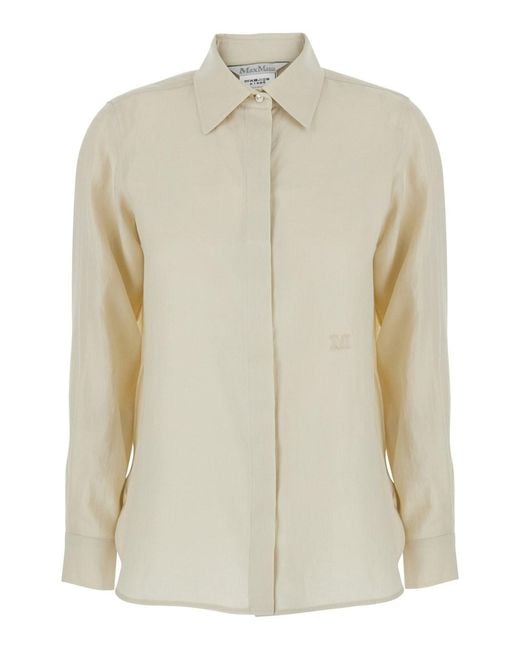 Max Mara White Long-Sleeved Shirt With Classic Collar