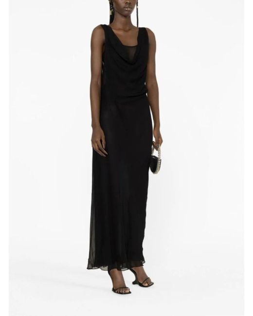 Christopher Esber Black Long Relaxed Dress With Draped Neckline