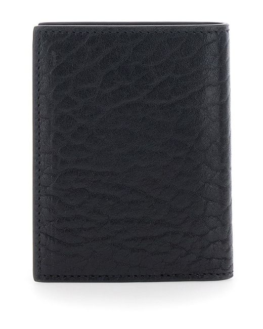 Ferragamo Black Bi-Fold Wallet With Gancini Plaque On The Front for men