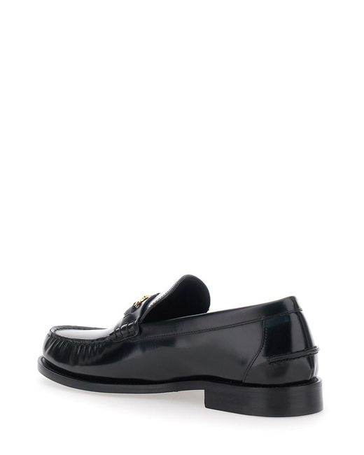 Versace Black Loafers With Metallic Medusa Head Detail for men