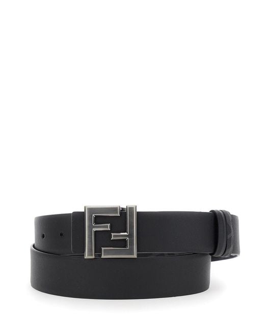 Fendi Black Reversible Belt With Ff Buckle for men